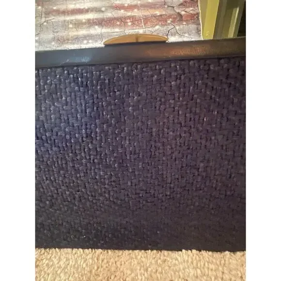 Vintage Old Hollywood Garay Convertible Clutch Purse Handbag Black Weave 1950s - Picture 3 of 13